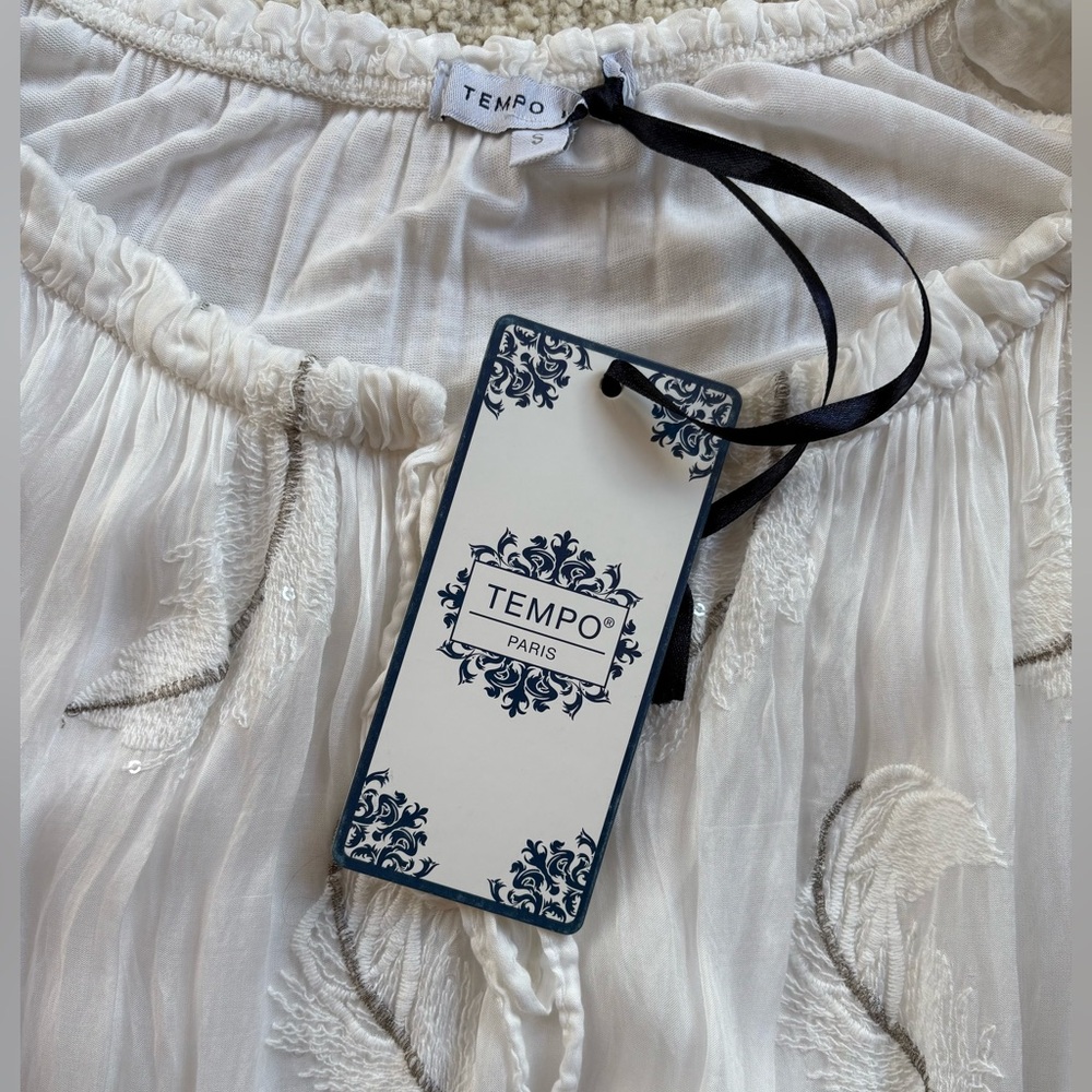 Italian 2-piece flowy ivory Top/Pant Set fit for a beach wedding, guest … - Picture 9 of 16